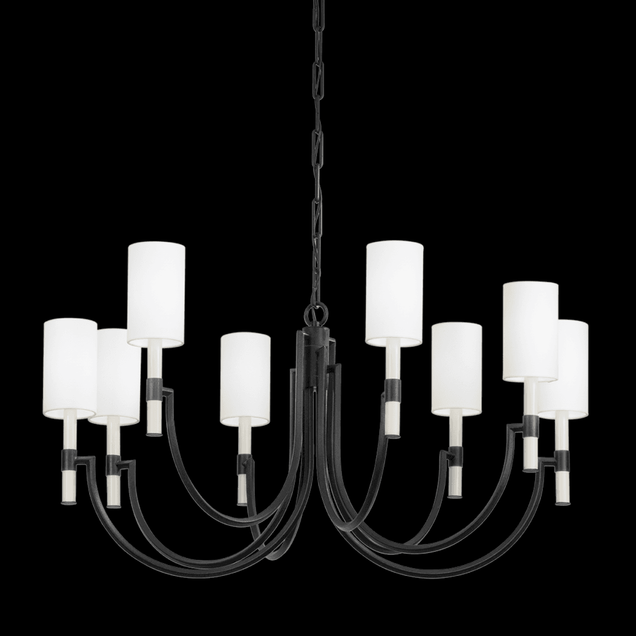 White Iron Candle chandelier - Bexley Trace for dining room view 1