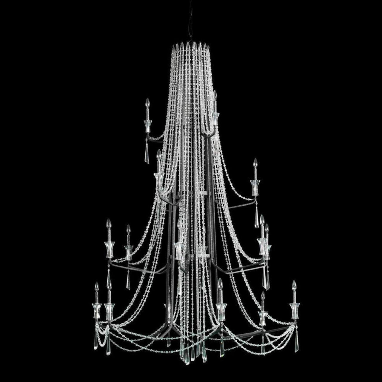 Black Crystal Tiered chandelier - Uma Nest for dining room view 1