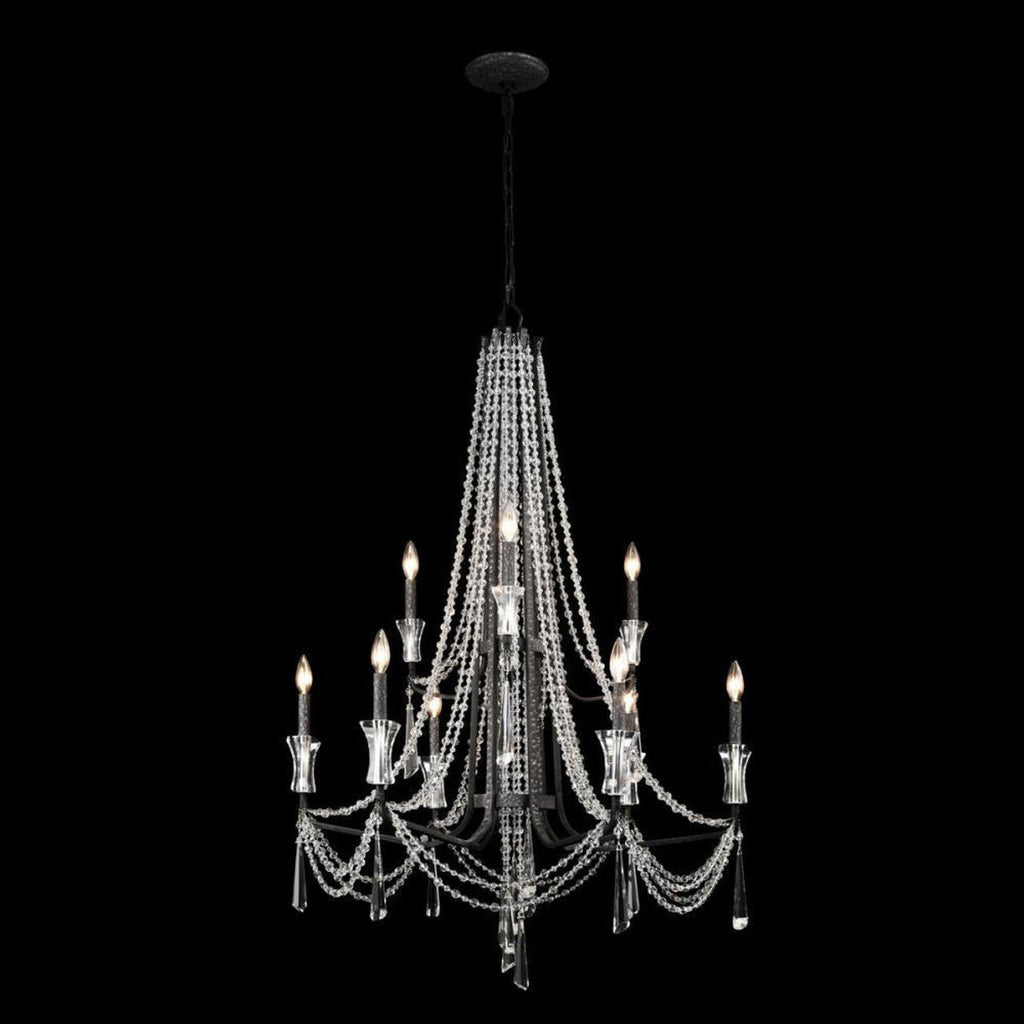 Black Crystal Tiered chandelier - Uma Nest for dining room view 3