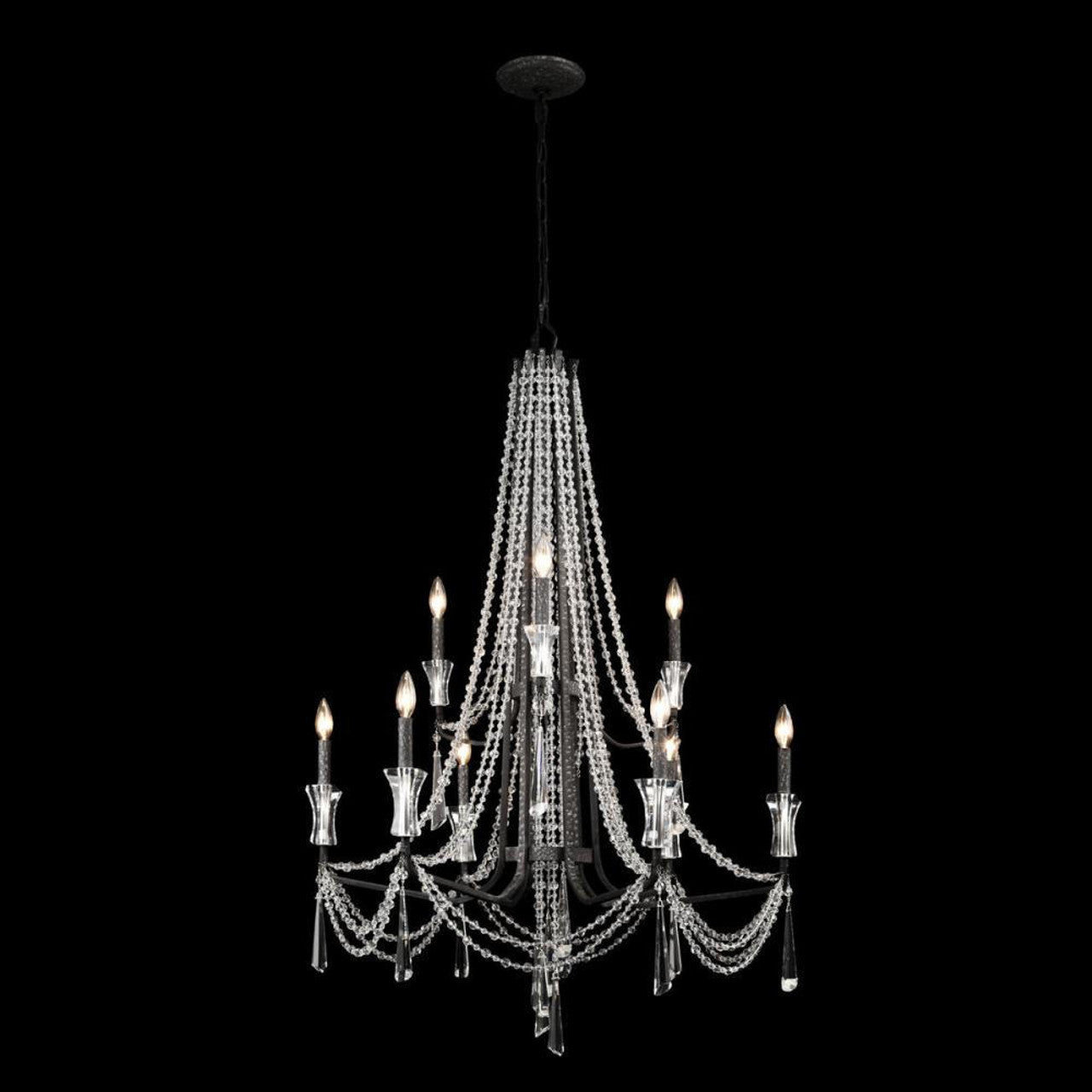 Black Crystal Tiered chandelier - Uma Nest for dining room view 3