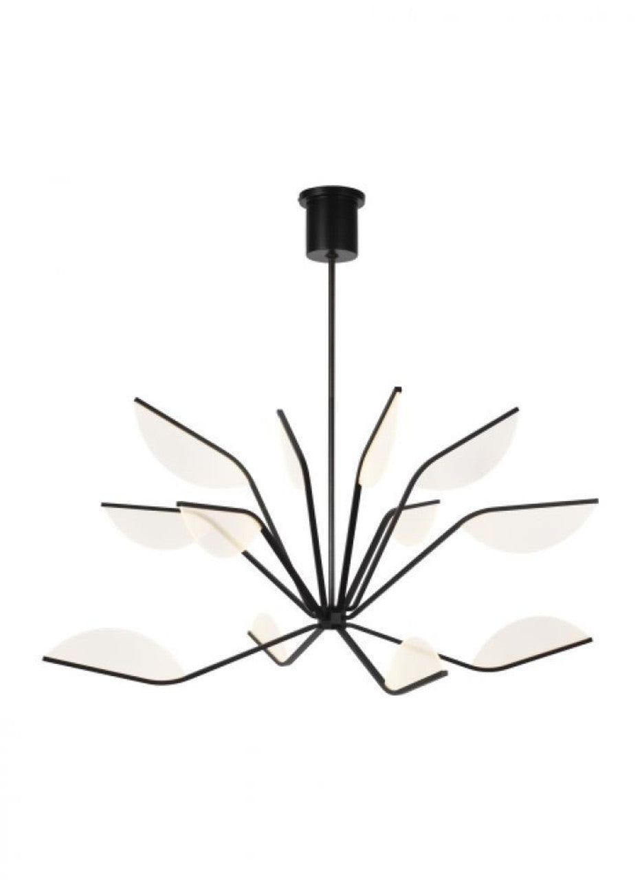 Matte Black Acrylic chandelier - Liora Arc for dining room view 1